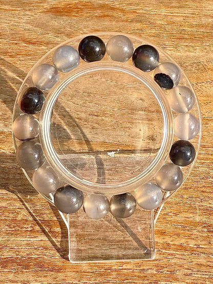 Bracelet perles rondes en agate volcanique pierre naturelle semi précieuse