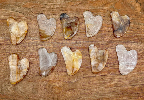 Gua sha visage en quartz hematoide / golden healer pierre naturelle semi précieuse
