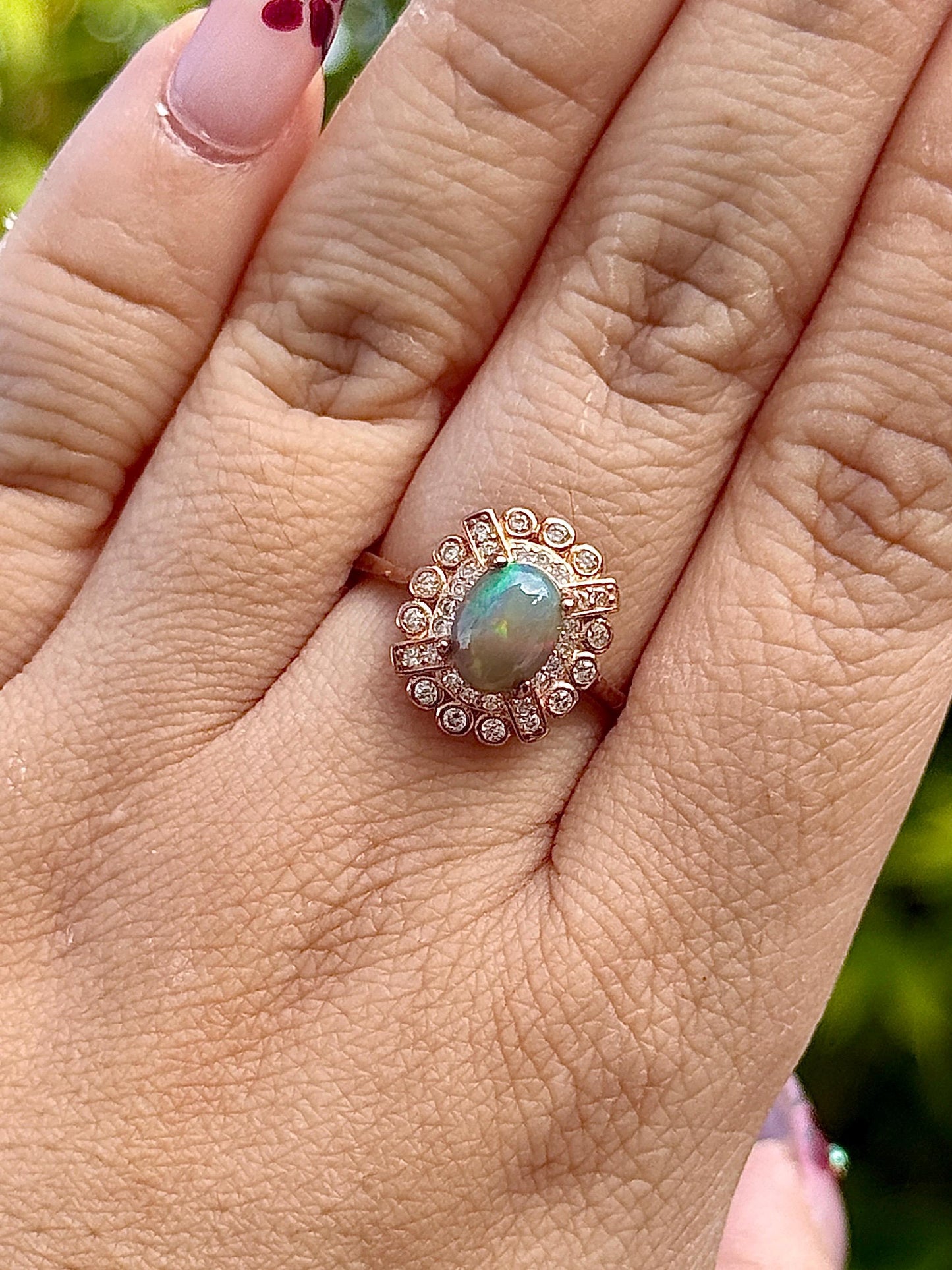 Bague en argent 925 et opale pierre semi précieuse