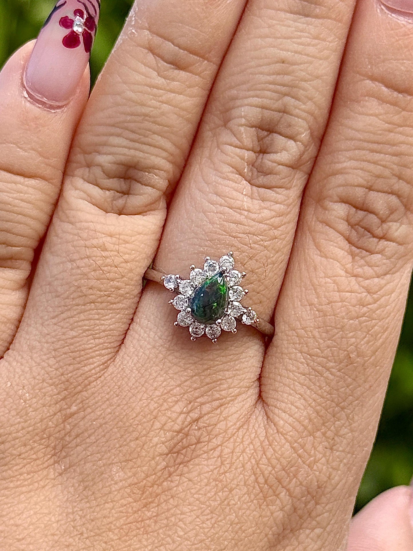 Bague en argent 925 et opale pierre semi précieuse