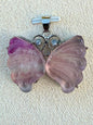 Pendentif papillon en fluorite pierre naturelle semi précieuse