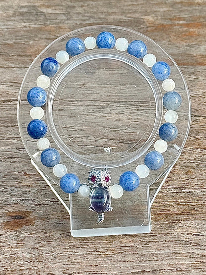 Bracelet bébé dragon et perle ronde pierre naturelle semi précieuse