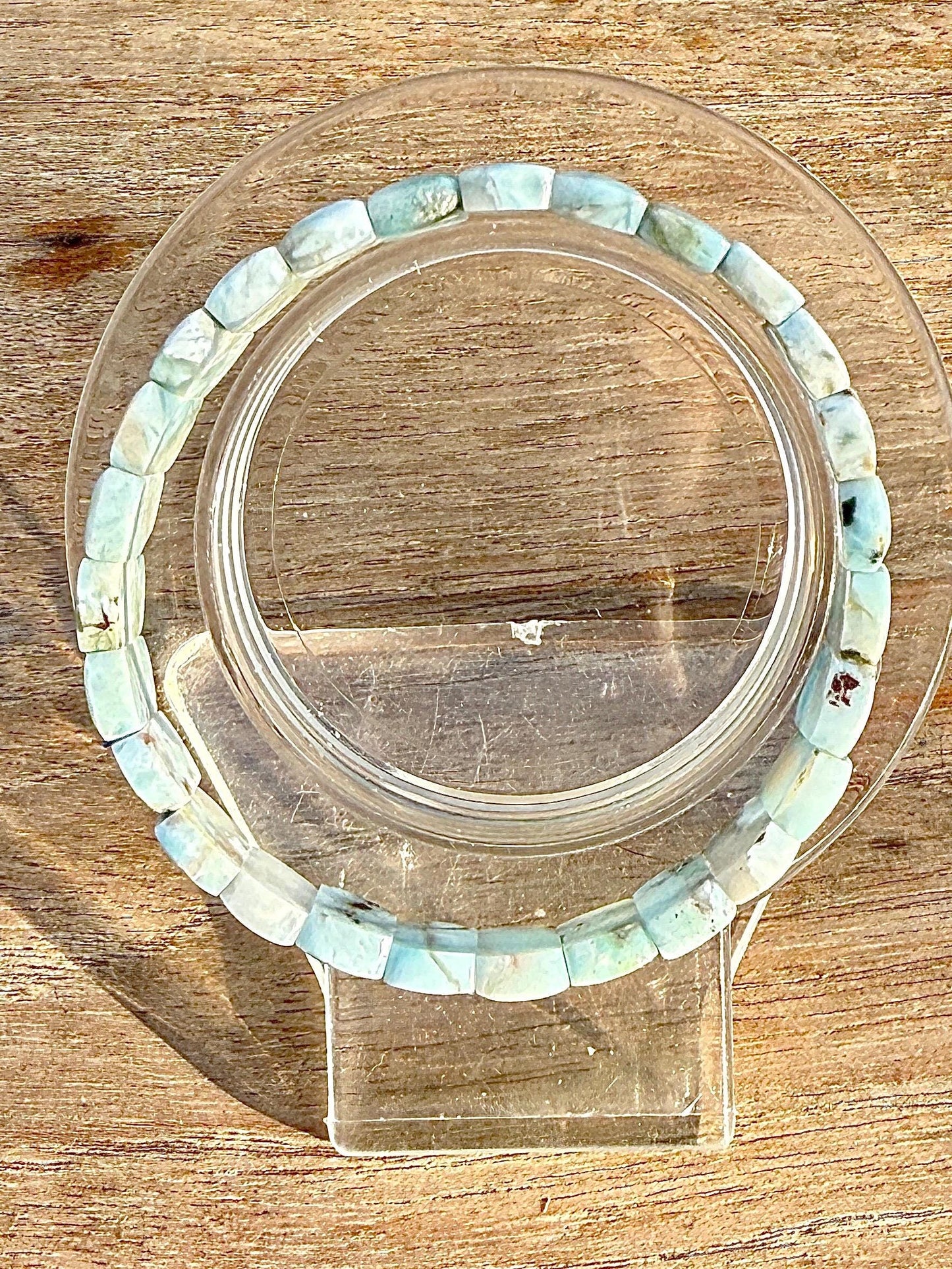 Bracelet jonc souple en Larimar pierre naturelle semi précieuse