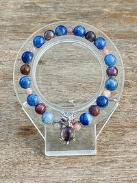 Bracelet bébé dragon et perle ronde pierre naturelle semi précieuse