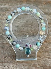 Bracelet bébé dragon et perle ronde pierre naturelle semi précieuse