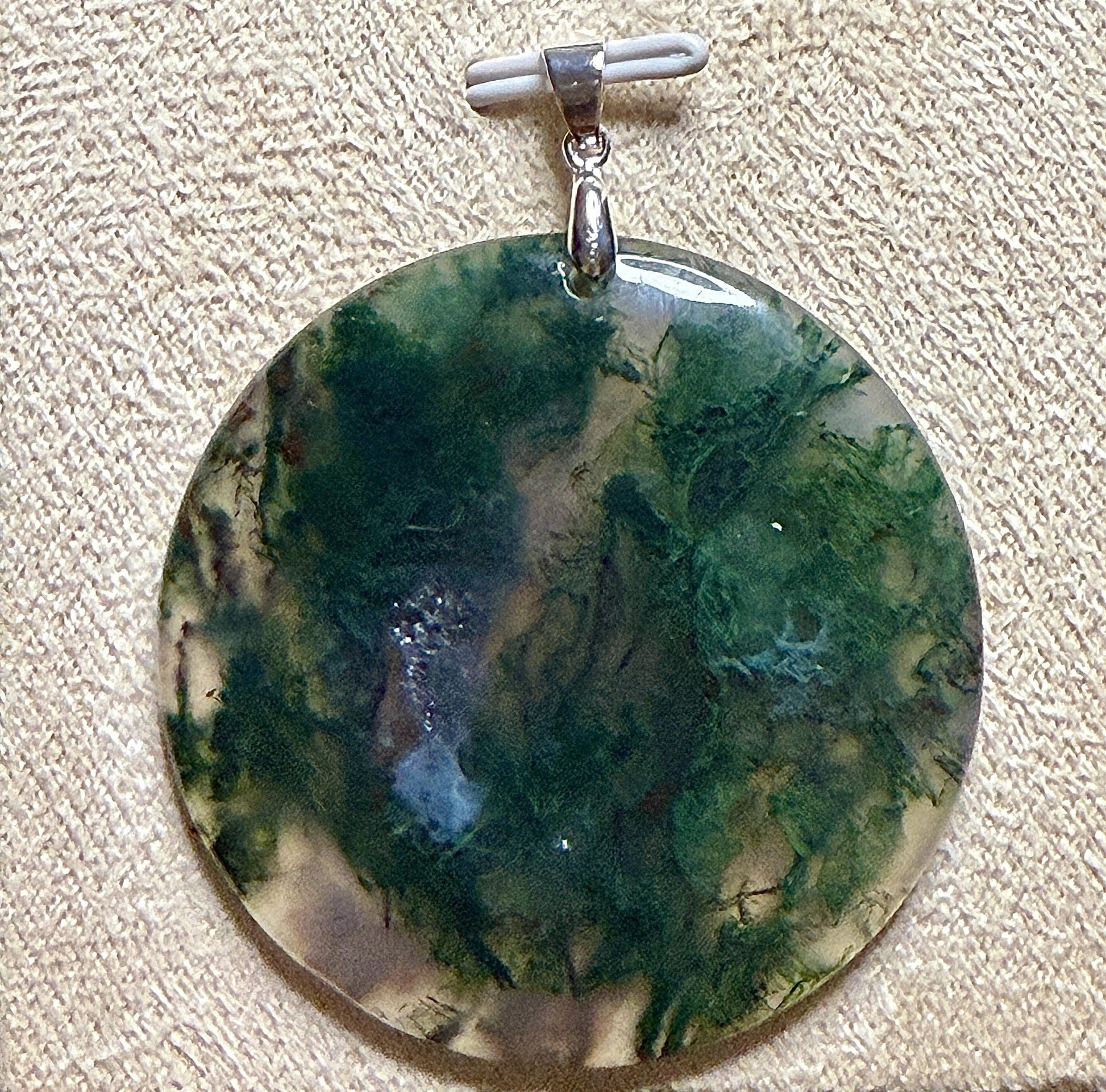 Pendentif agate mousse pierre naturelle semi précieuse