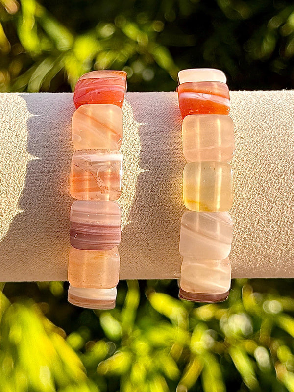 Bracelet jonc souple en agate Botswana pierre naturelle semi précieuse