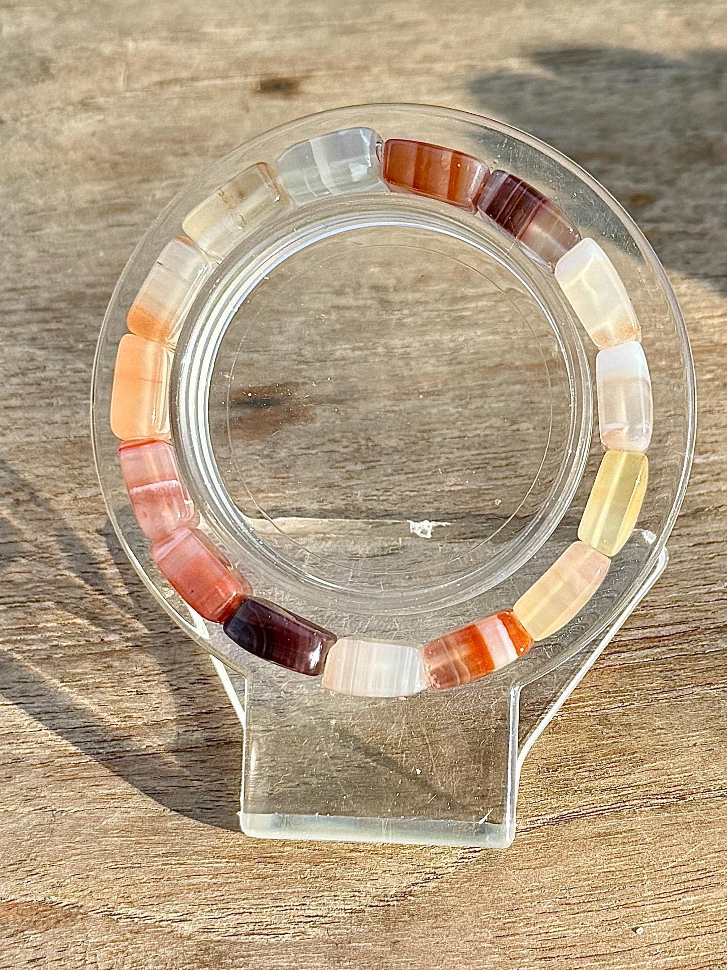 Bracelet jonc souple en agate Botswana pierre naturelle semi précieuse