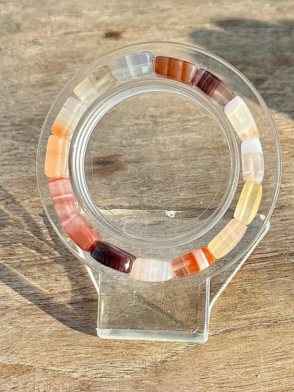 Bracelet jonc souple en agate Botswana pierre naturelle semi précieuse