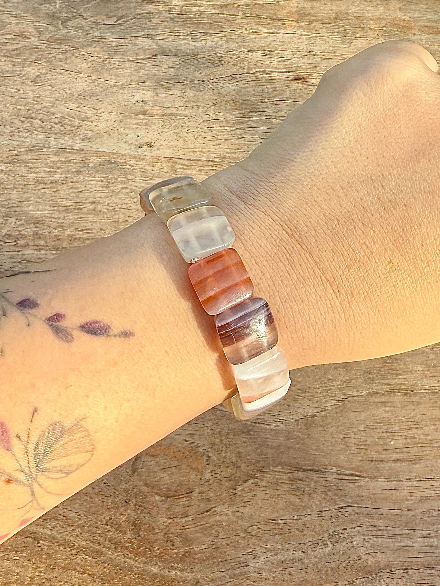 Bracelet jonc souple en agate Botswana pierre naturelle semi précieuse