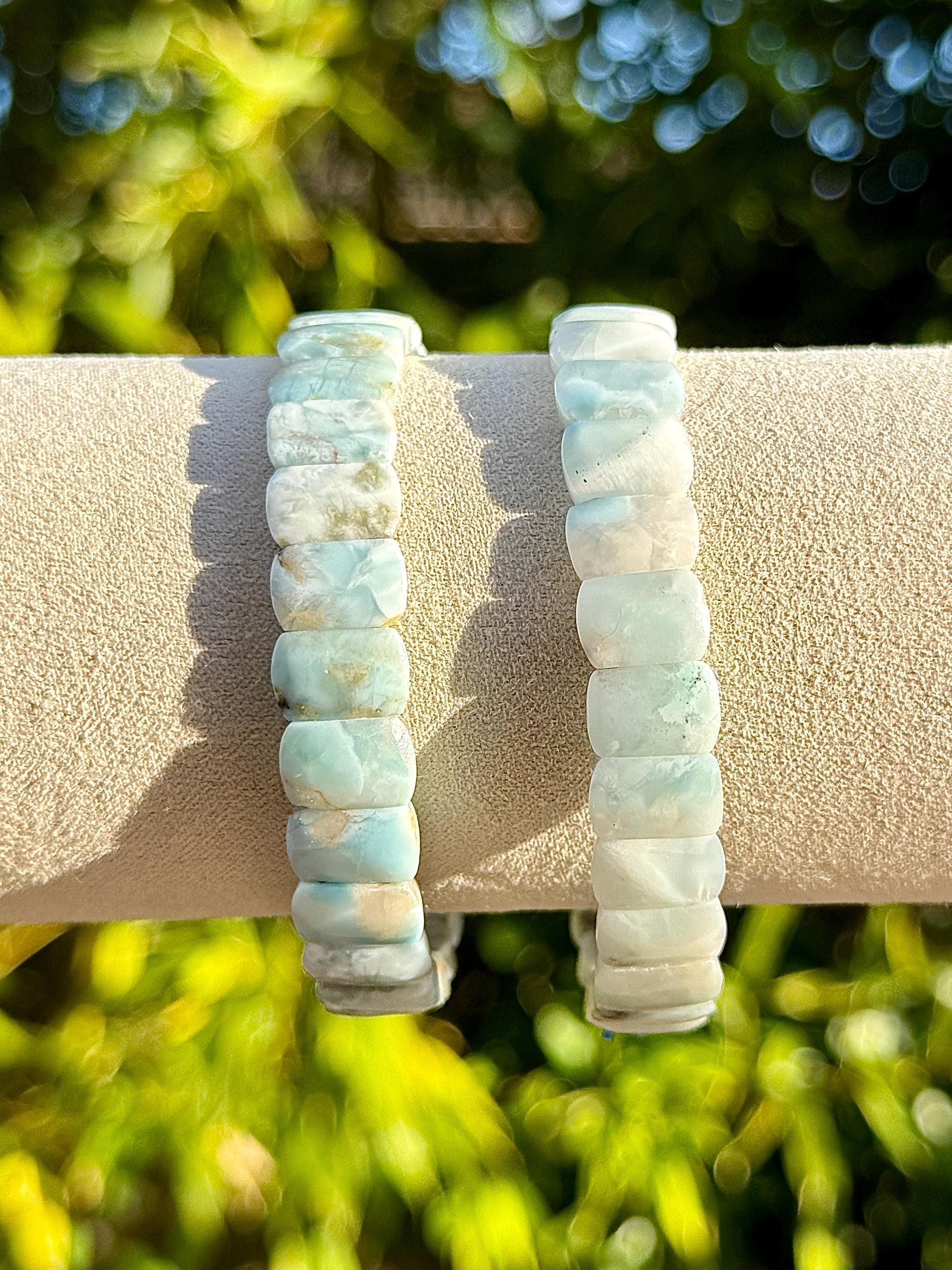 Bracelet jonc souple en Larimar pierre naturelle semi précieuse