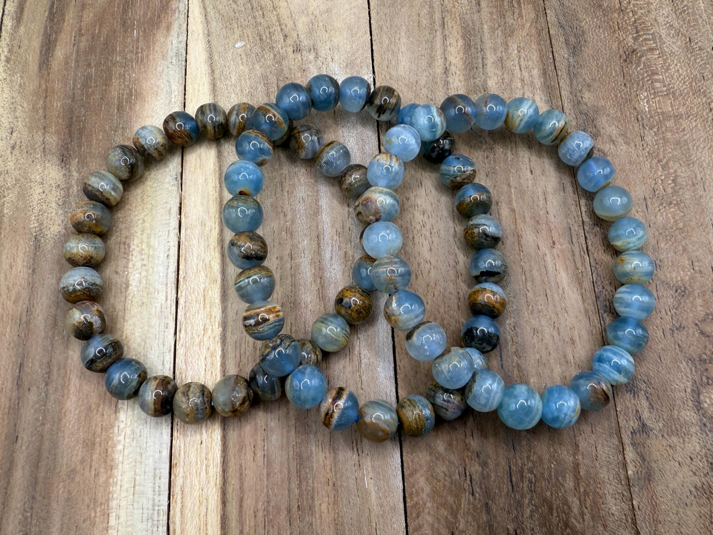 Bracelet en onyx bleu pierre naturelle semi précieuse