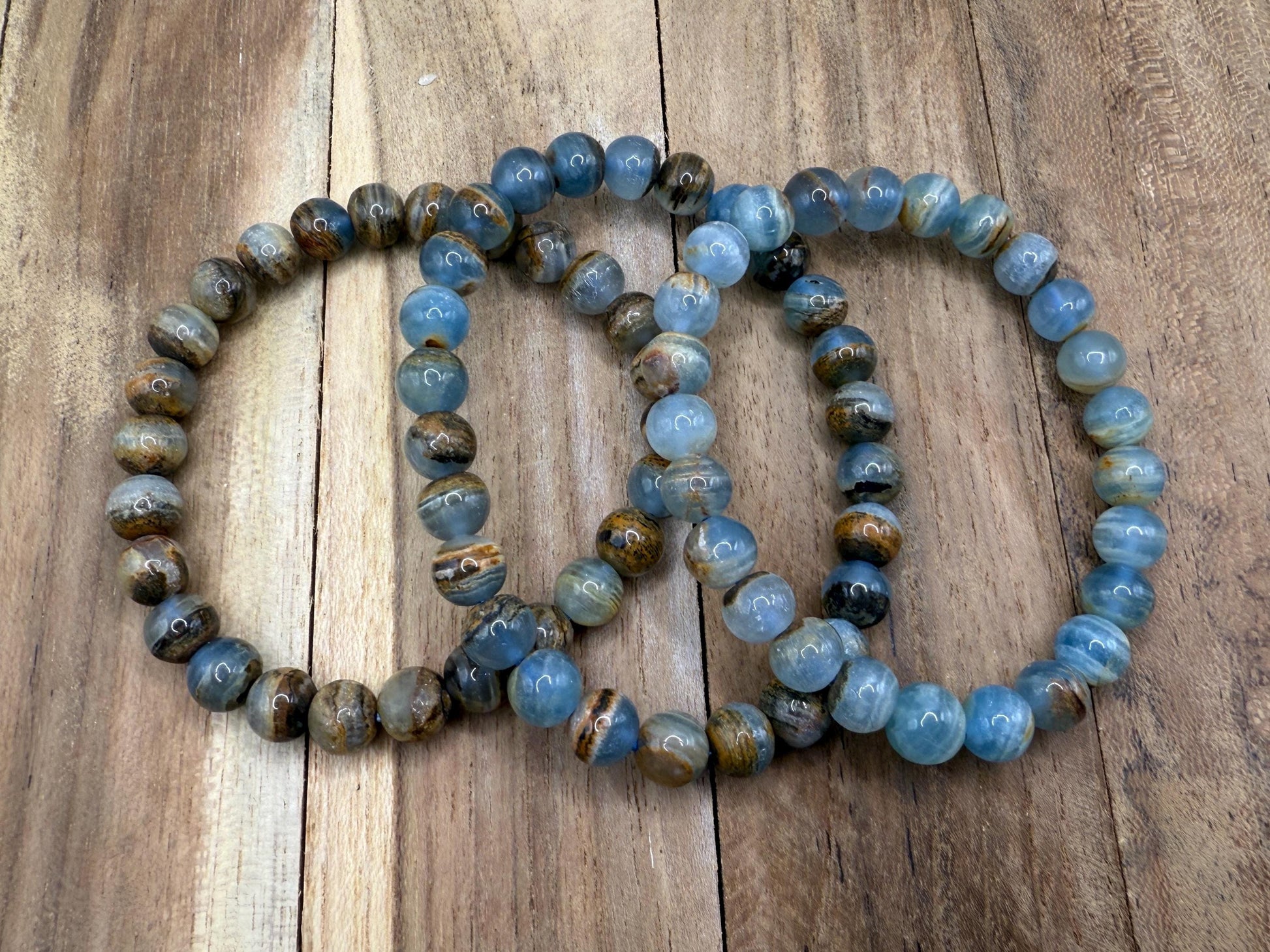 Bracelet en onyx bleu pierre naturelle semi précieuse