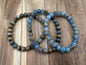 Bracelet en onyx bleu pierre naturelle semi précieuse
