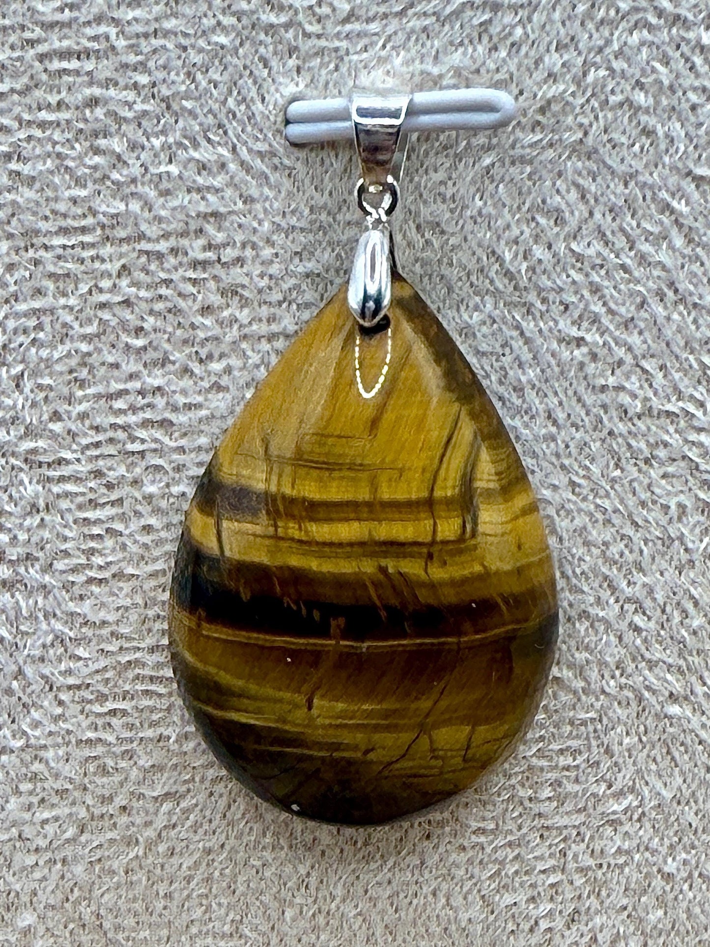 Pendentif œil de tigre pierre naturelle semi précieuse et argent