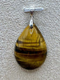 Pendentif œil de tigre pierre naturelle semi précieuse et argent