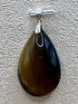 Pendentif œil de tigre pierre naturelle semi précieuse et argent