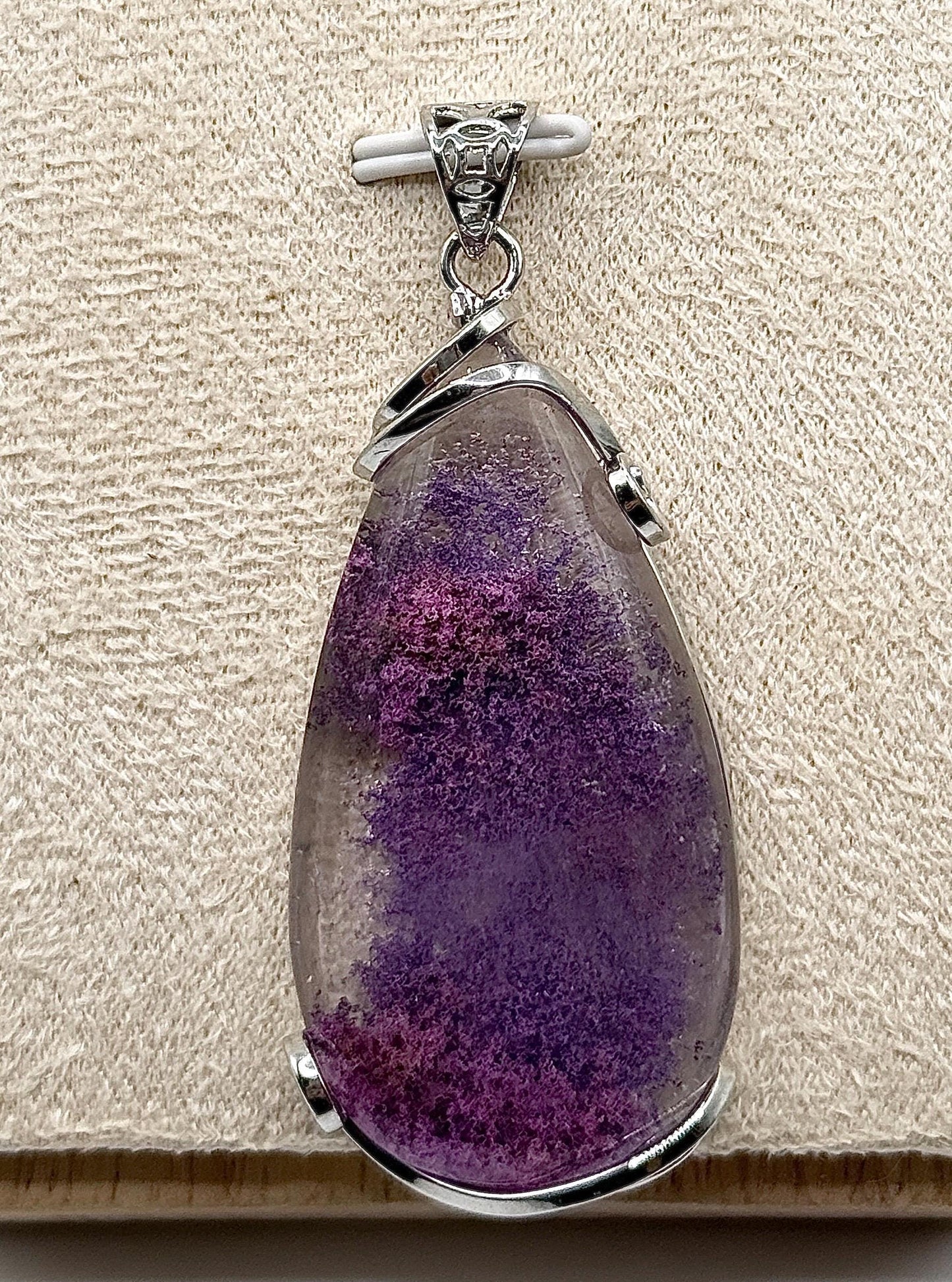Collier pendentif quartz lodolite - quartz jardin pierre naturelle semi précieuse