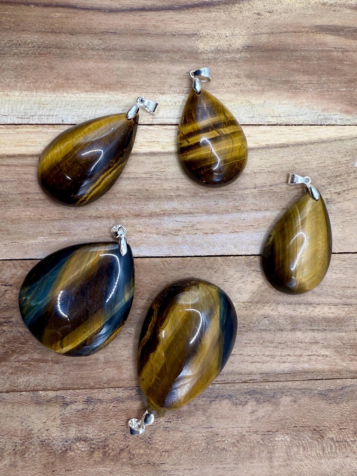 Pendentif œil de tigre pierre naturelle semi précieuse et argent