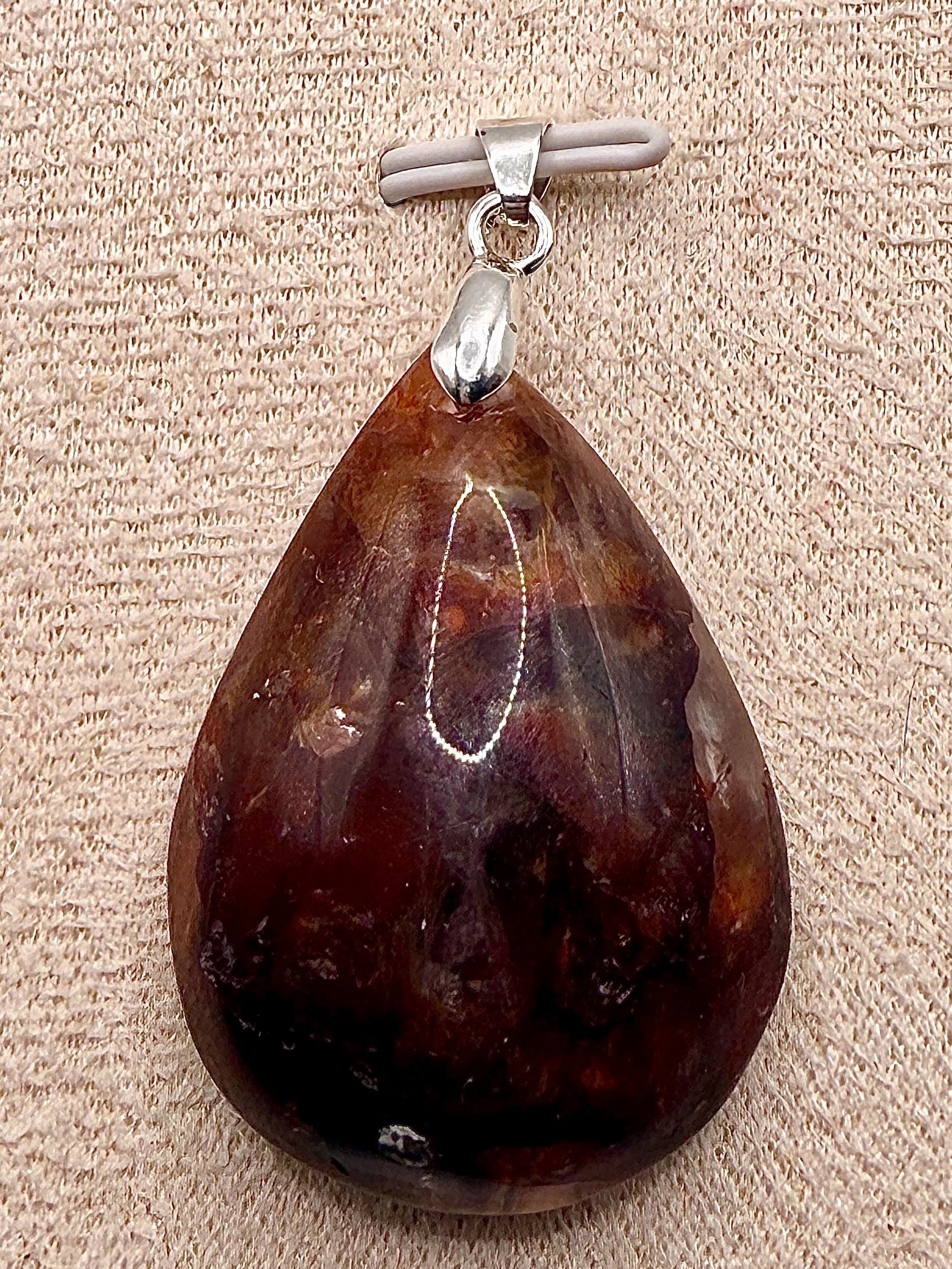 Pendentif en quartz hematoide - quartz de feu pierre naturelle semi précieuse