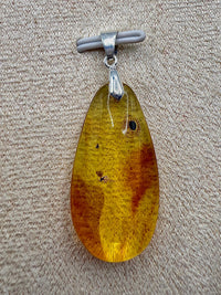 Pendentif en ambre et insecte pierre naturelle semi précieuse