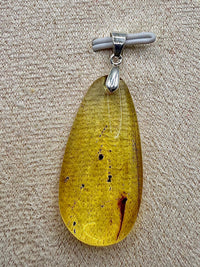 Pendentif en ambre et insecte pierre naturelle semi précieuse