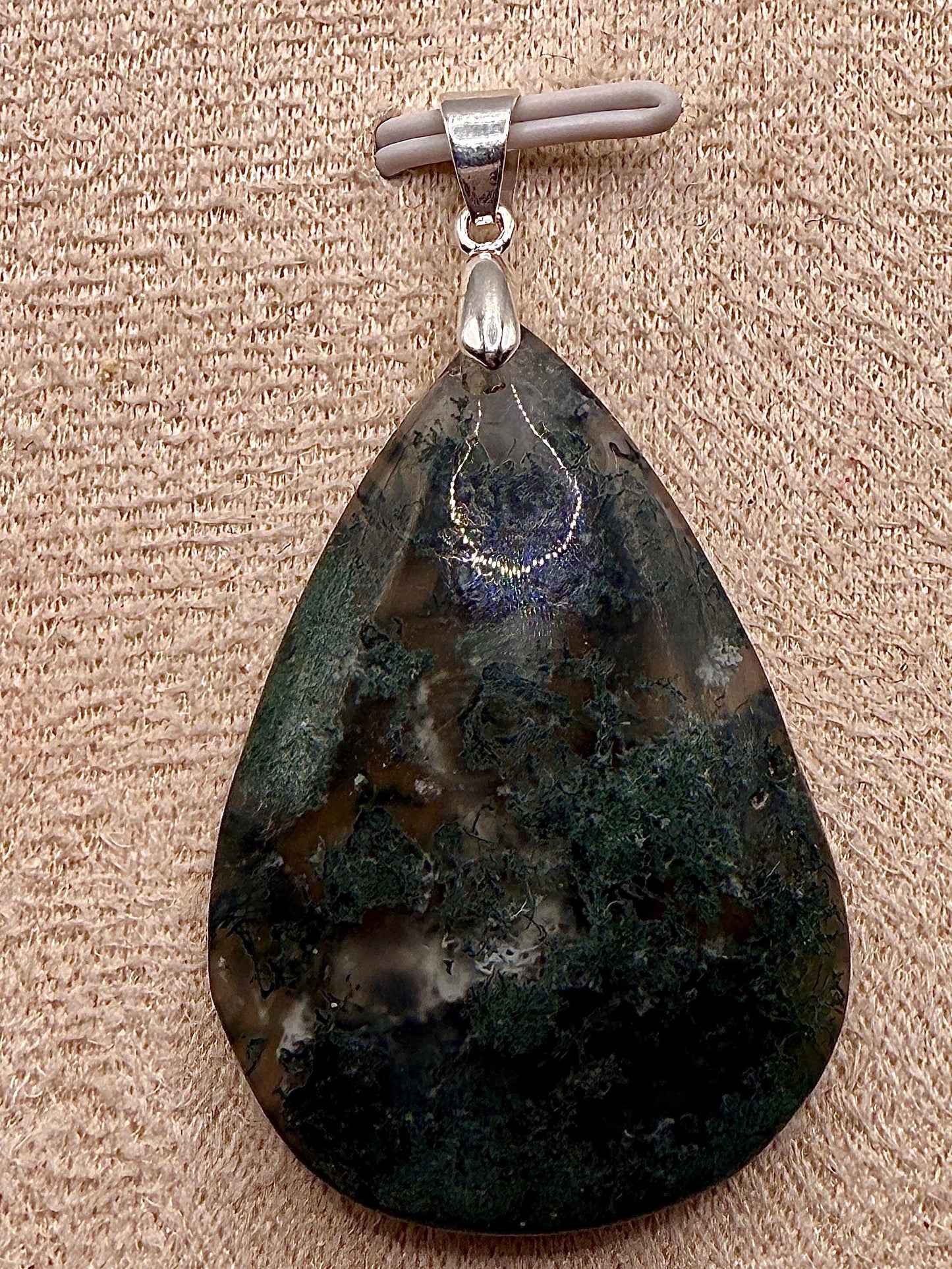 Pendentif goutte en agate mousse pierre naturelle semi précieuse