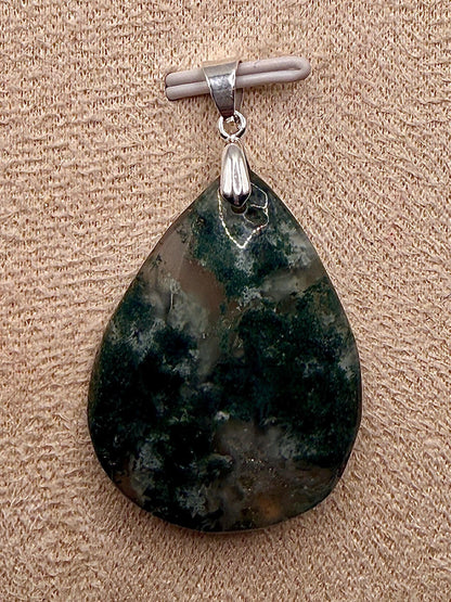 Pendentif goutte en agate mousse pierre naturelle semi précieuse