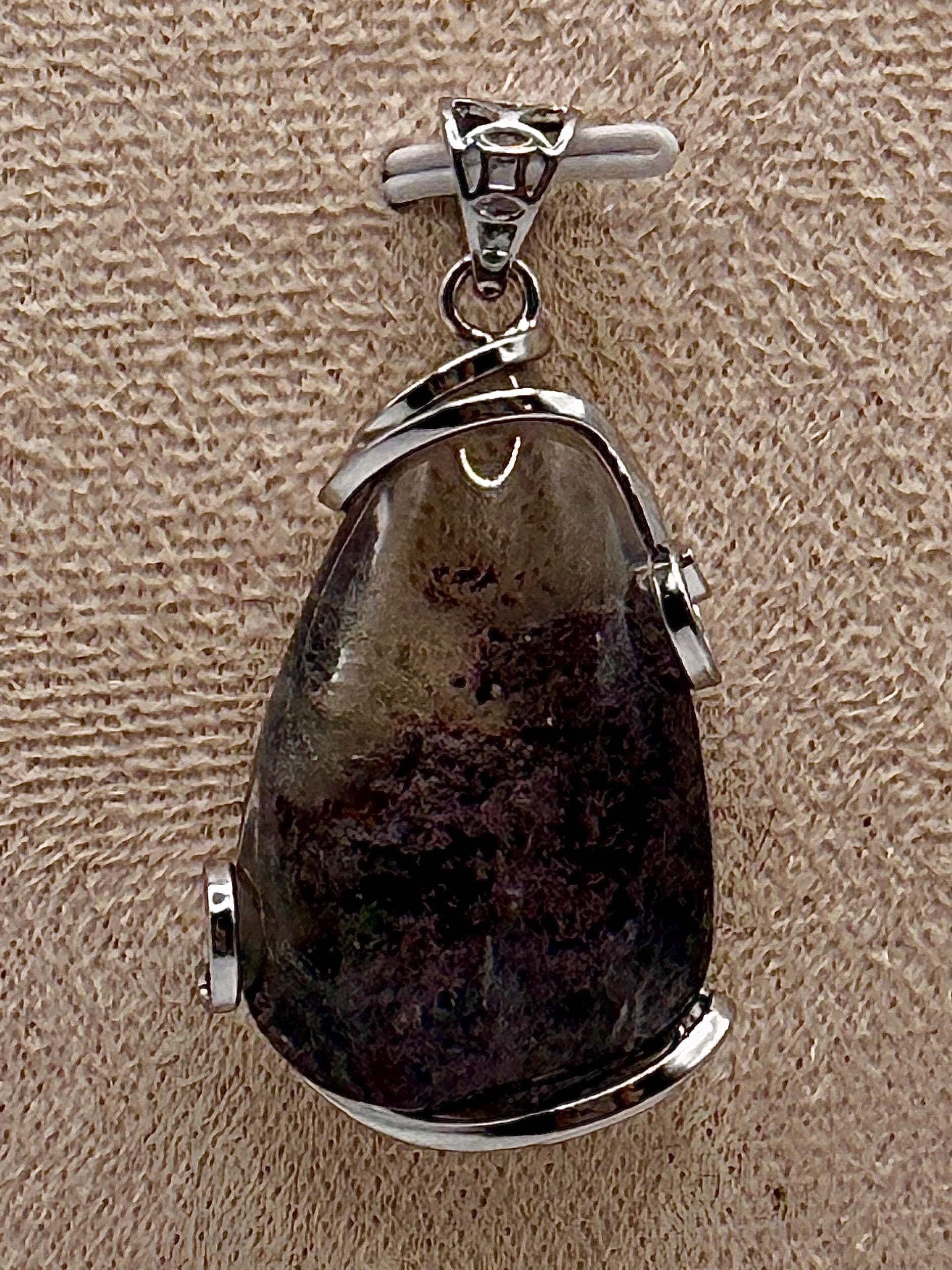 Collier pendentif quartz lodolite - quartz jardin pierre naturelle semi précieuse