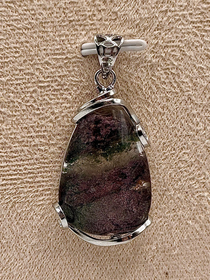 Collier pendentif quartz lodolite - quartz jardin pierre naturelle semi précieuse