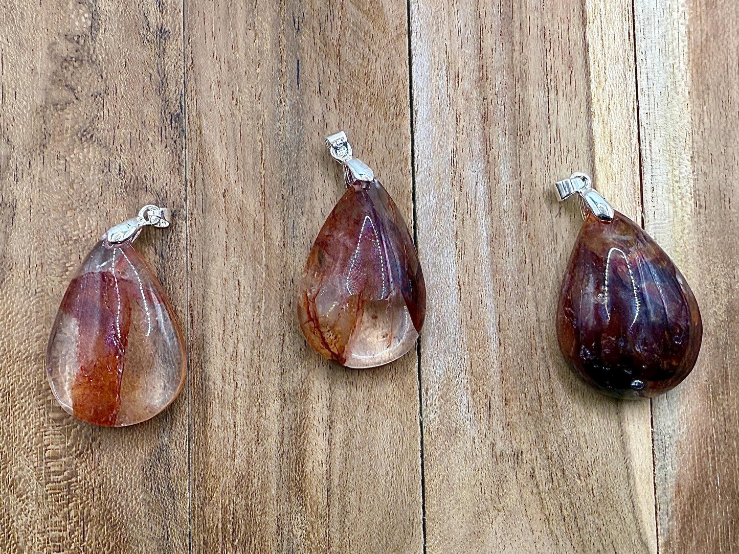 Pendentif en quartz hematoide - quartz de feu pierre naturelle semi précieuse