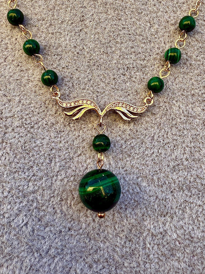 Collier malachite pierre semi précieuse