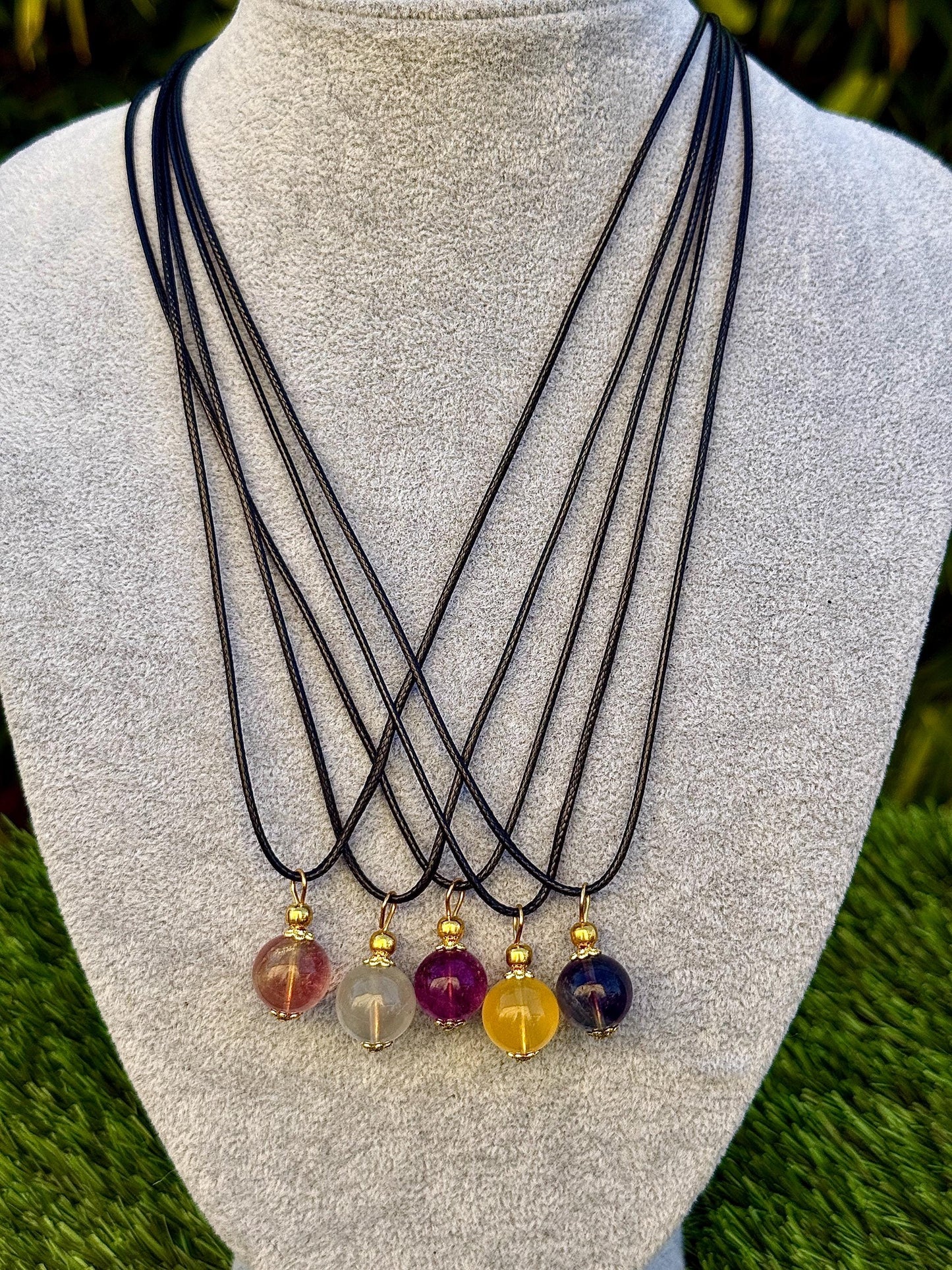 Collier perle en fluorite pierre naturelle semi précieuse