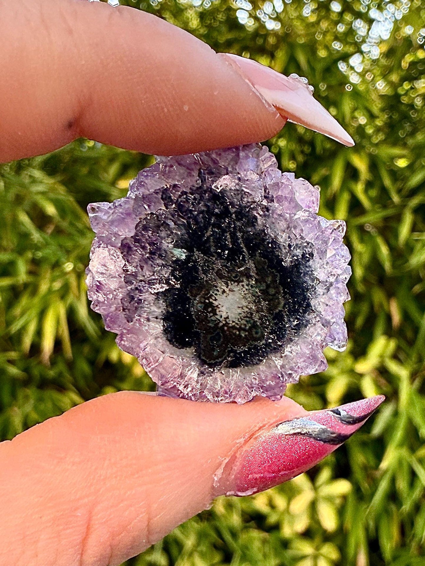 Exceptionnel tranche d’amethyste stalactite pierre naturelle semi précieuse
