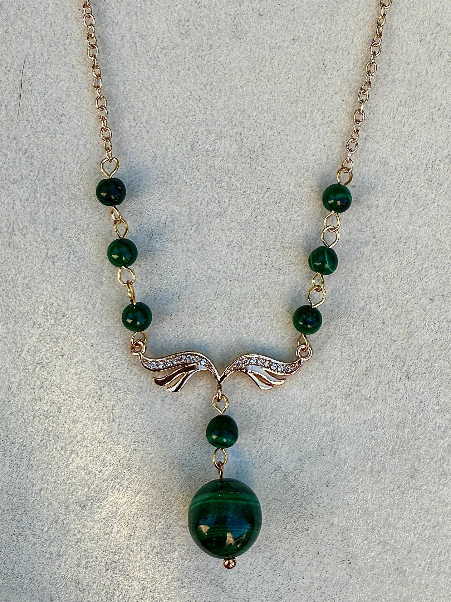 Collier malachite pierre semi précieuse