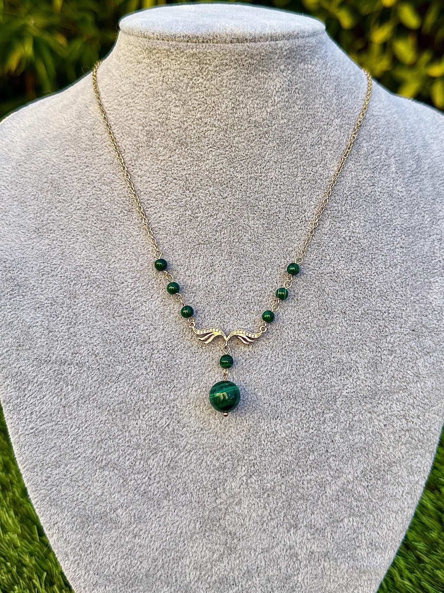Collier malachite pierre semi précieuse