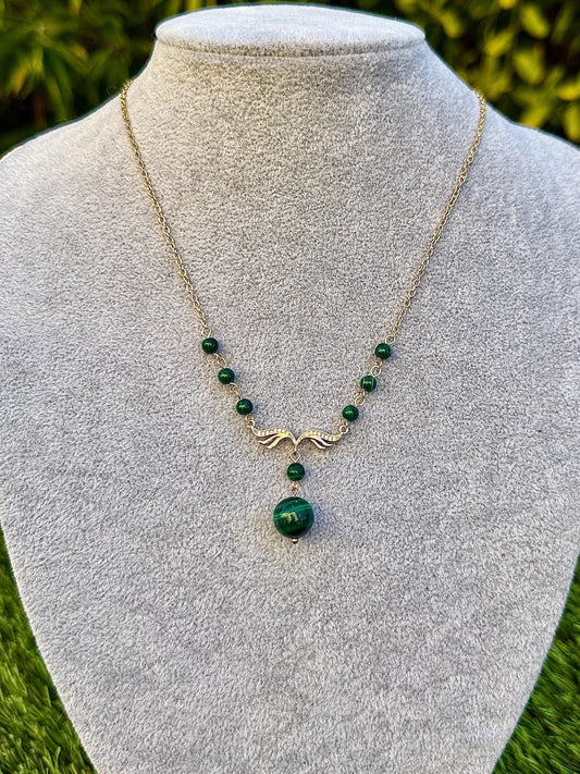 Collier malachite pierre semi précieuse