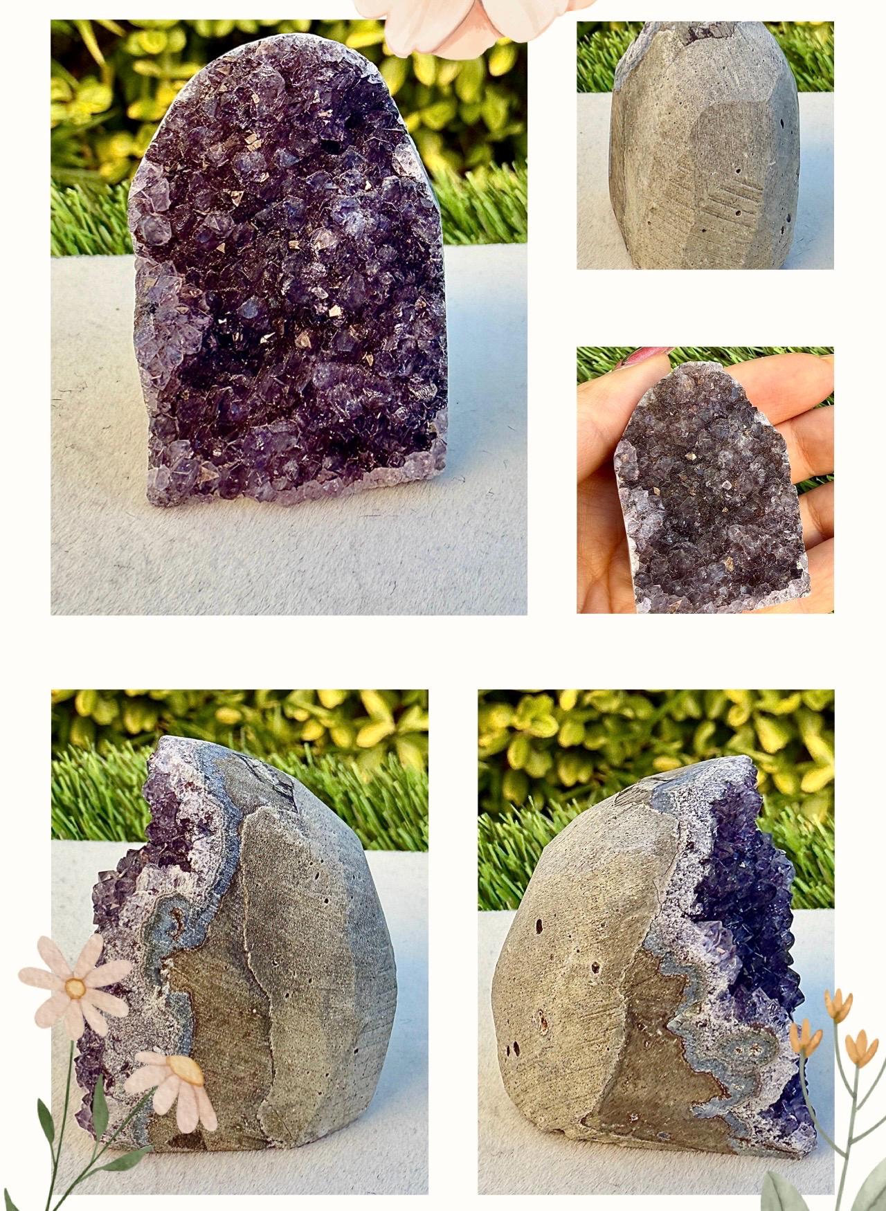 Géode d’amethyste pierre naturelle semi précieuse