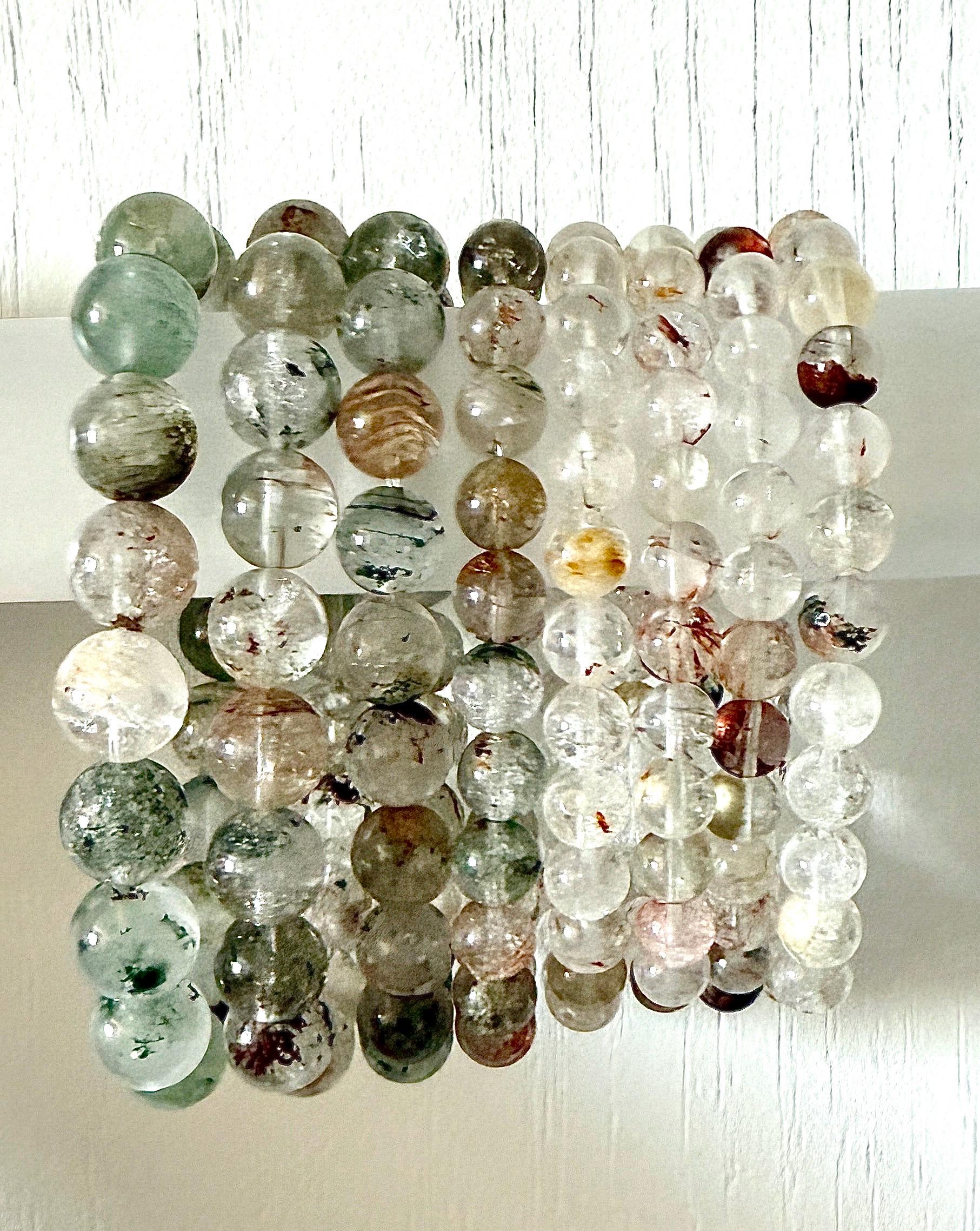 Bracelet quartz jardin lodolite pierre semi précieuse