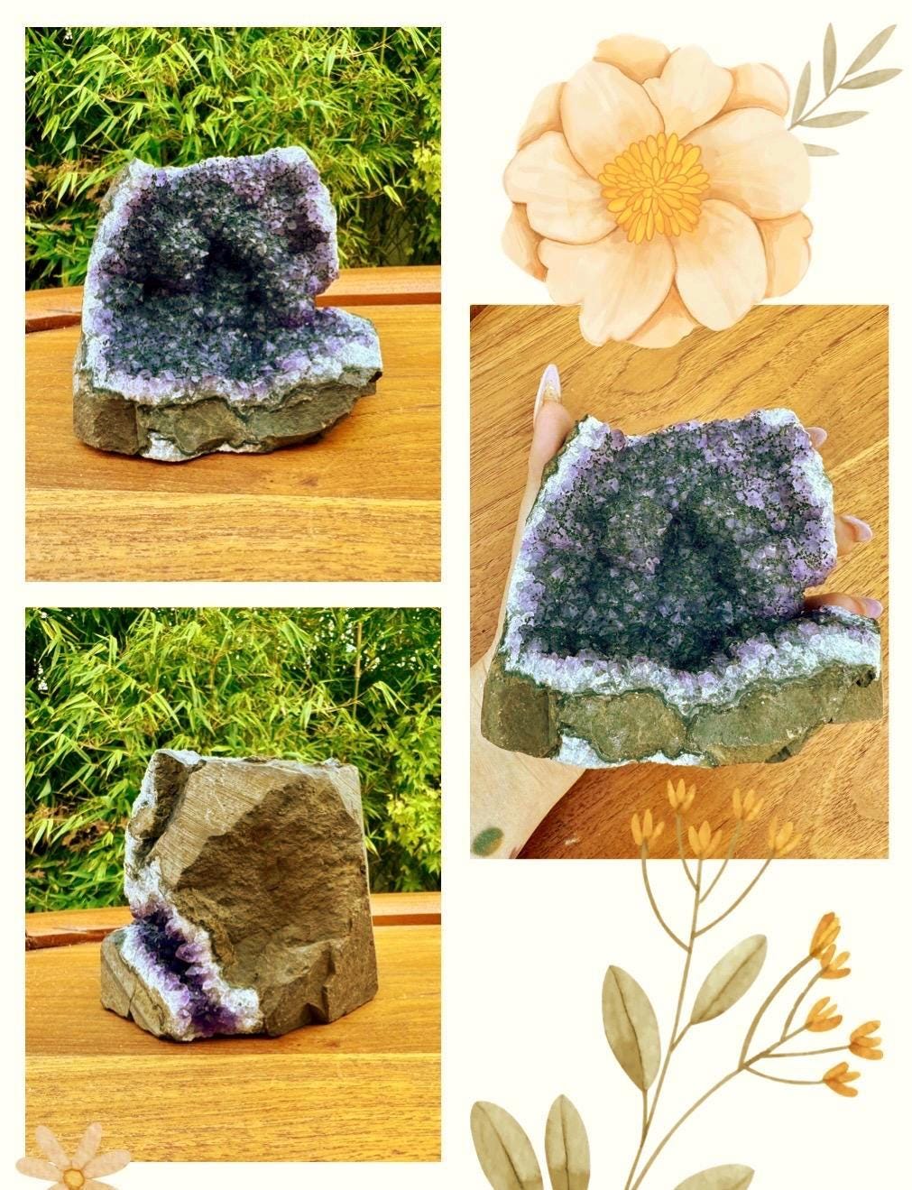 Géode d’amethyste pierre naturelle semi précieuse