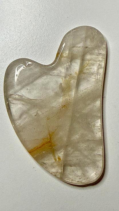 Gua sha visage en quartz hematoide / golden healer pierre naturelle semi précieuse