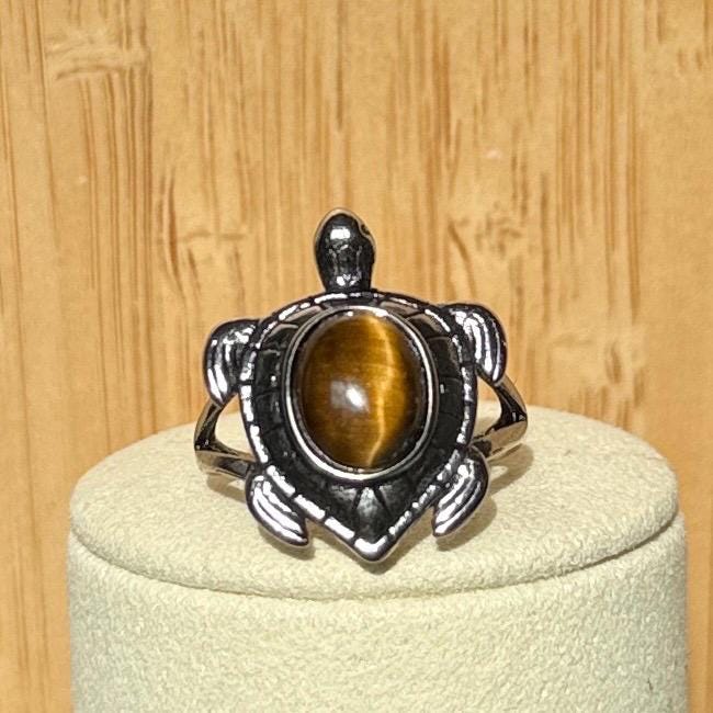 Bague en acier et pierre semi précieuse (1)