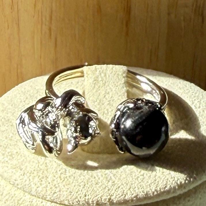 Bague en acier et pierre semi précieuse (1)