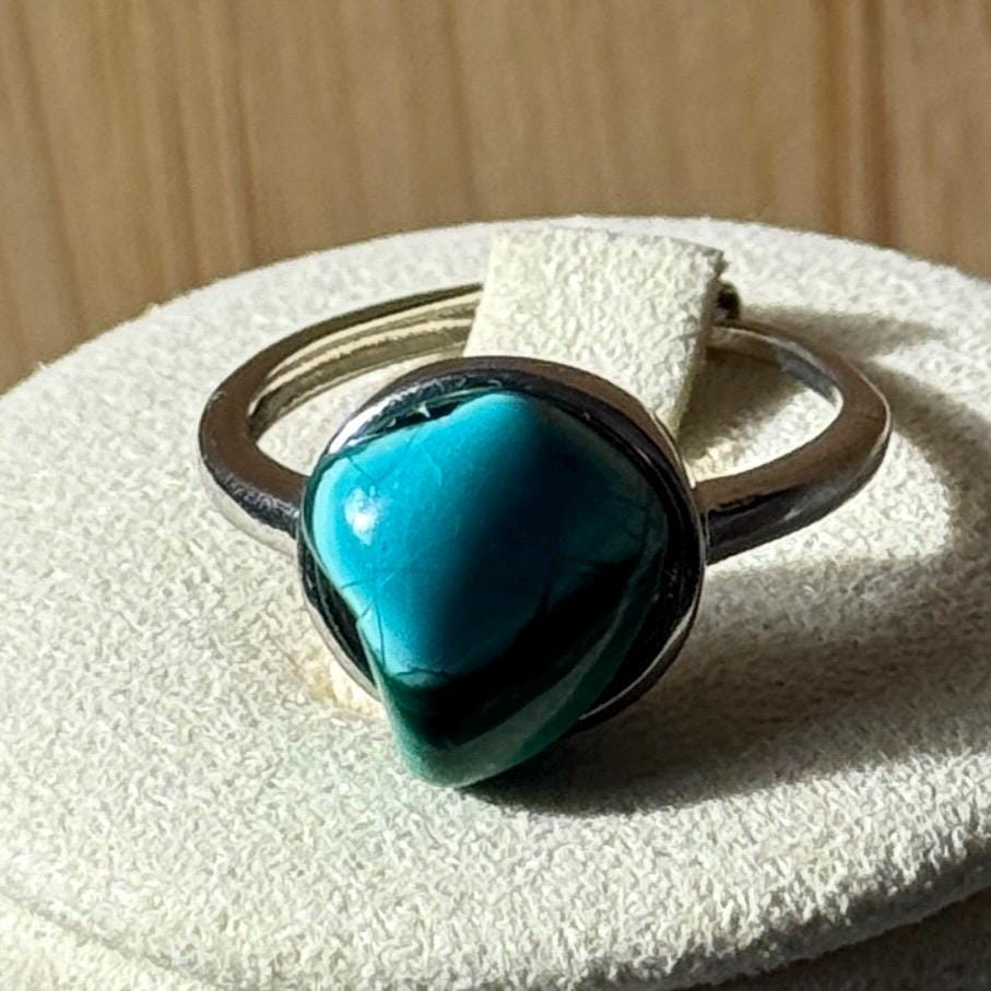 Bague en acier et pierre semi précieuse (1)