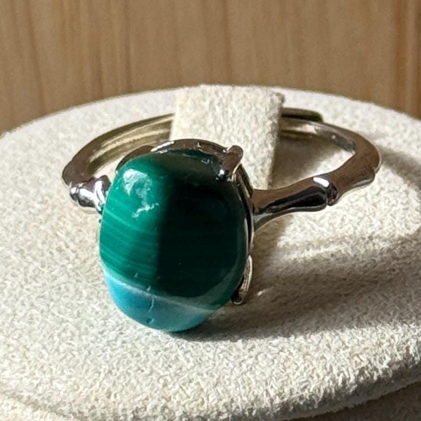 Bague en acier et pierre semi précieuse (1)