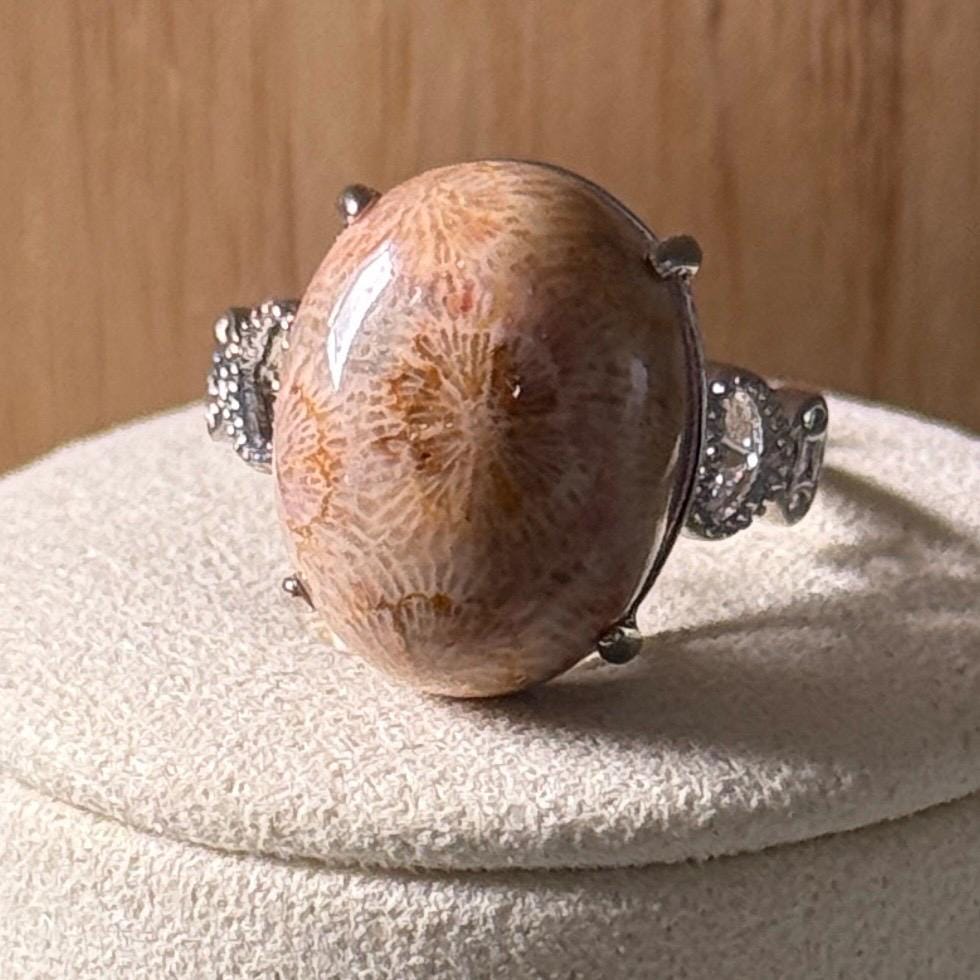 Bague en acier et pierre semi précieuse (1)