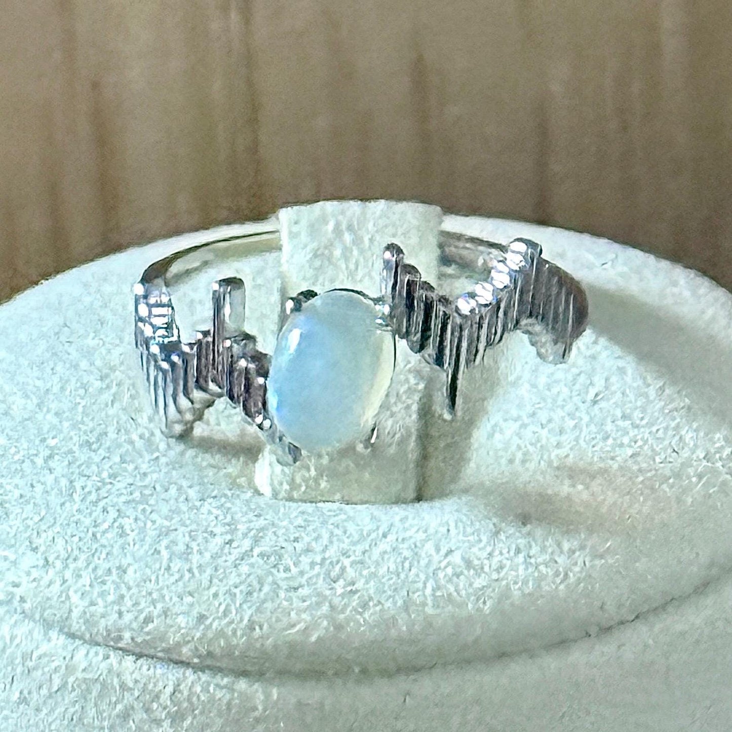 Bague en acier et pierre naturelle semi precieuse