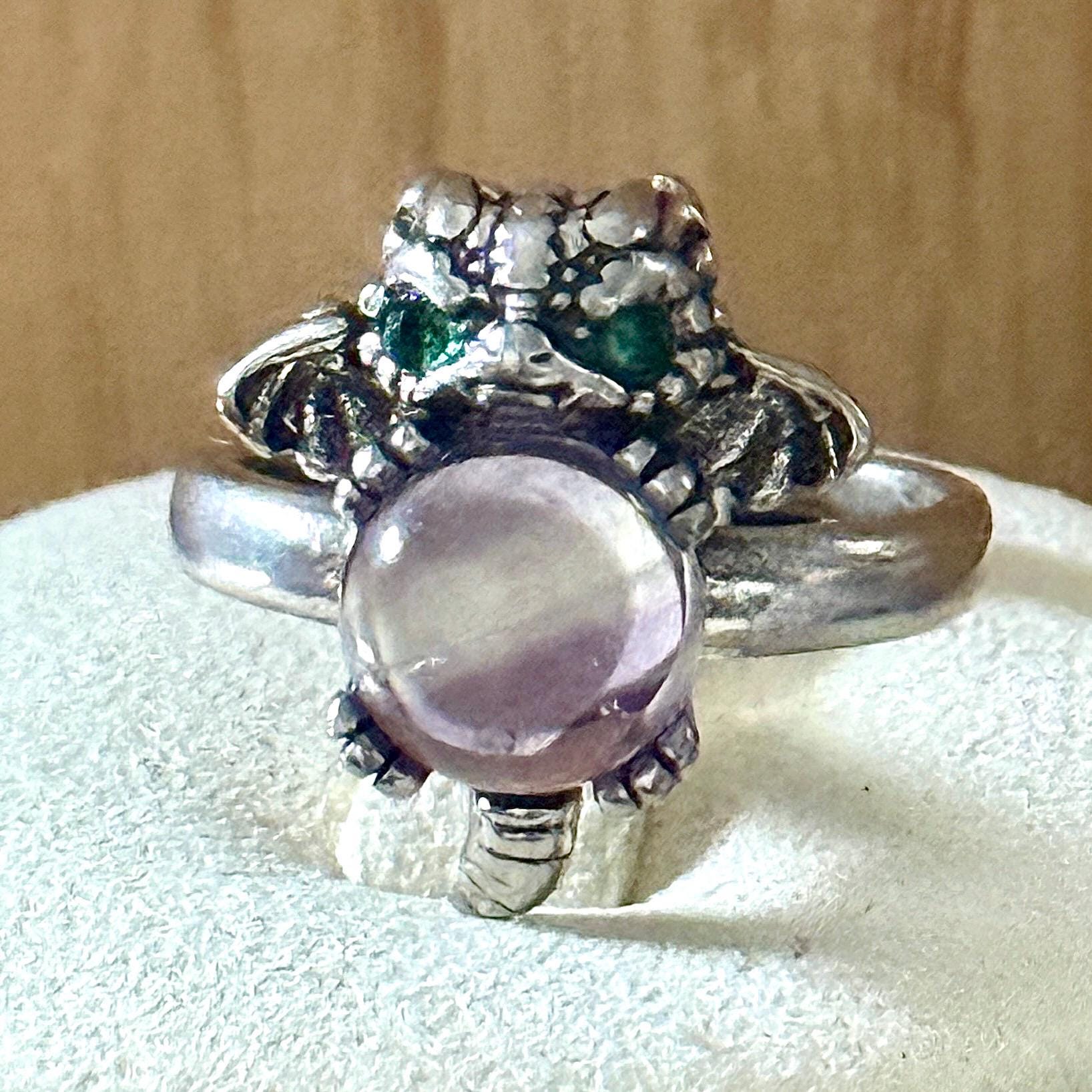 Bague en acier et pierre naturelle semi precieuse