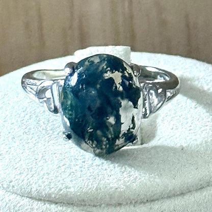 Bague en acier et pierre naturelle semi precieuse