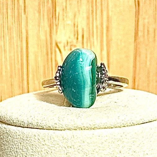 Bague en acier et pierre semi précieuse (1)